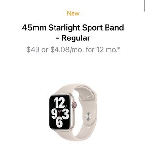 45mm Apple Watch Sport Band, Unopened, Starlight Color